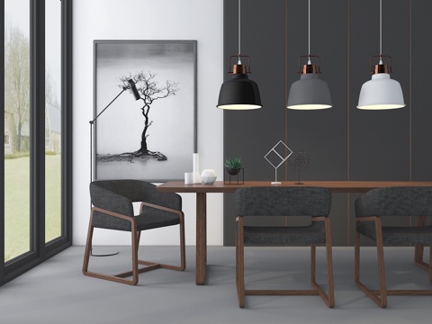  北欧餐桌 椅子 灯具 挂画 造型3d模型 