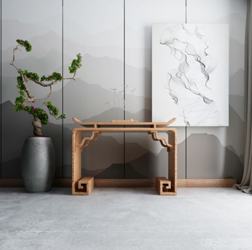  现代茶几沙发组合挂画 地毯 水墨画背景墙3d模型 