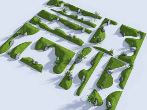  现代微地形 草坡 小山包 小土坡 枯山水 绿岛 庭院景观 景3d模型 