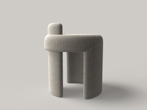  现代绒布凳子 布墩3d模型 