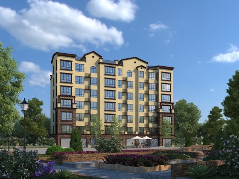  法式多层住宅全模场景3d模型 