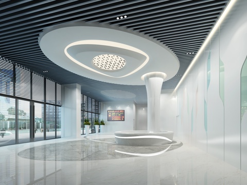  健身中心接待大堂3d模型 