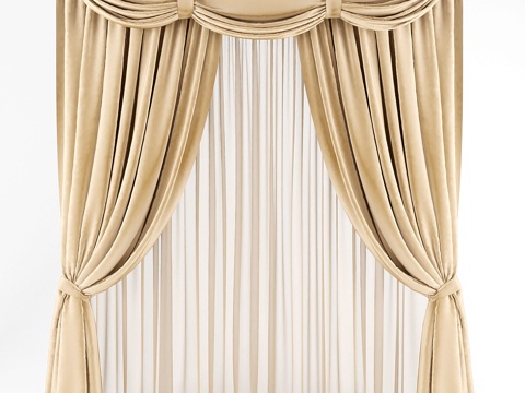  现代布艺窗帘3D模型下载3d模型 