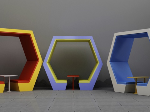  现代卡座组合3d模型 