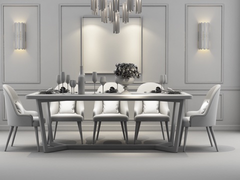  后现代轻奢餐桌椅3d模型 