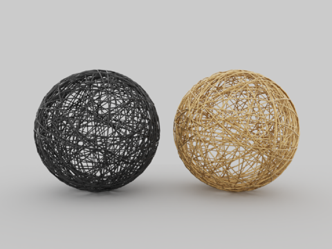  现代风格球形藤编装饰品3d模型 