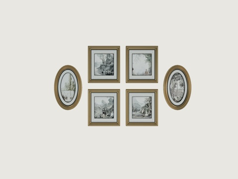  欧式装饰画组合3d模型 