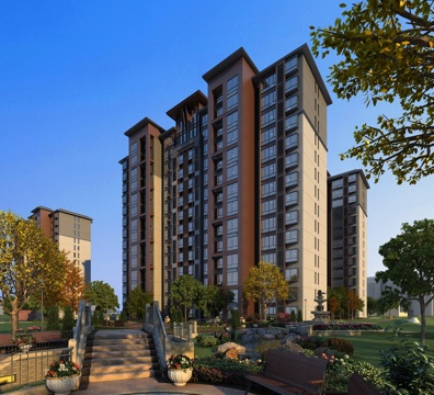  新中式高层住宅 灌木 全模场景 别墅3d模型 