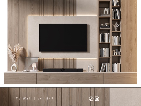  电视墙套装8473d模型 