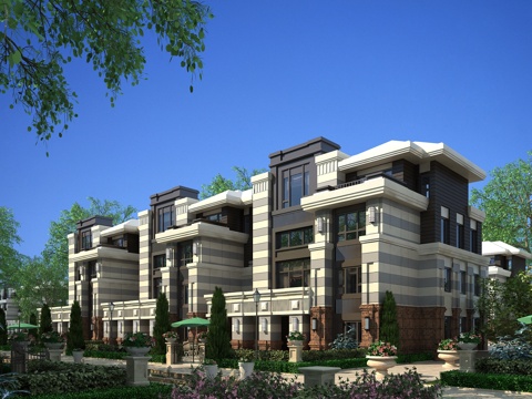  欧式别墅全模场景3d模型 