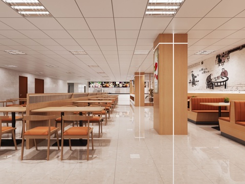  餐厅 食堂 职工食堂3d模型 