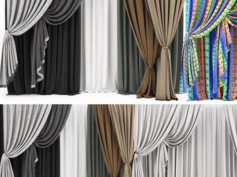  现代布艺窗帘3D模型下载3d模型 