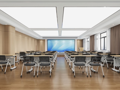  会议室 培训室 教室3d模型 