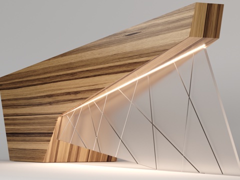  现代木质前台桌3d模型 