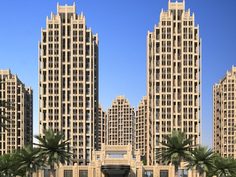  欧式住宅 商业 会所 一点透视 全模场景3d模型 