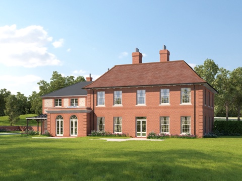  欧式别墅外观3D模型全模场景 草地3d模型 