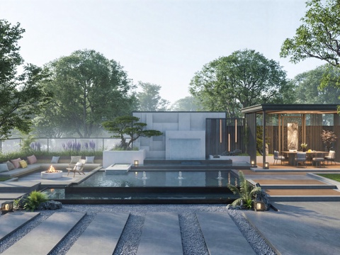 庭院露台花园su模型