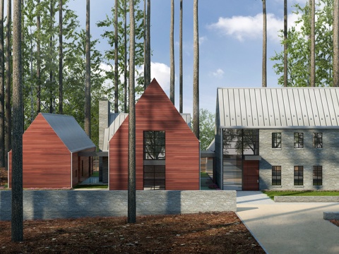  现代别墅外观全模场景3d模型 