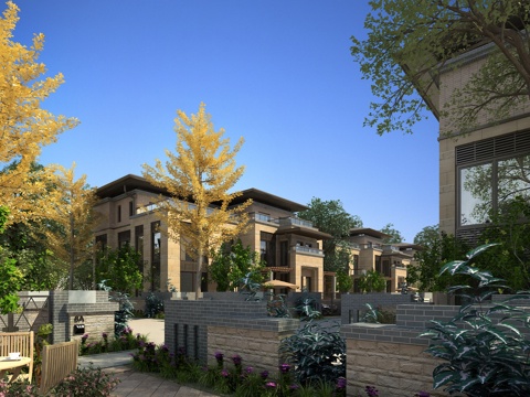  新中式别墅全模场景3d模型 