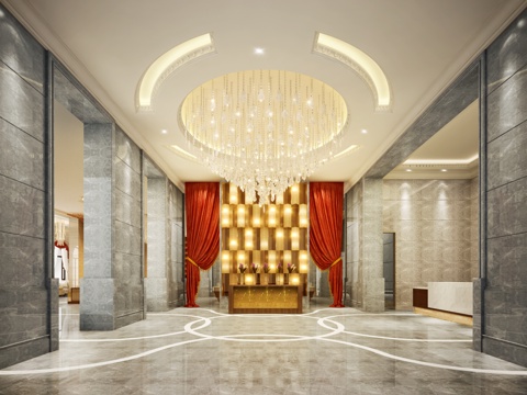  售楼处接待大厅3d模型 