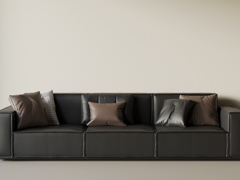 现代意式沙发 三人沙发su模型