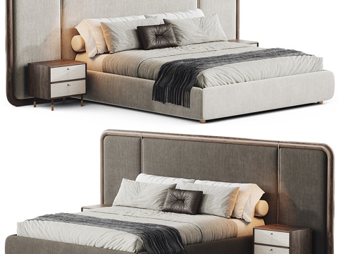  现代Porada布艺双人床3d模型 