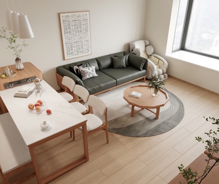  现代客餐厅 卫生间 开放厨房3d模型 