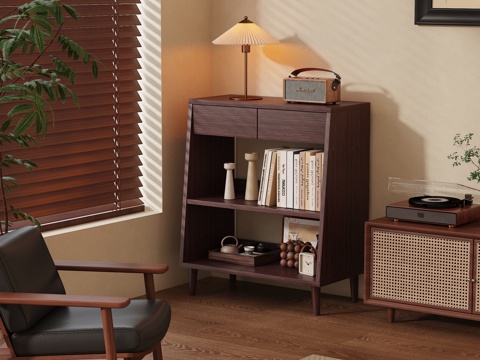  中古原木玄关柜 矮柜斗柜装饰柜 现代中古储物柜 实木边柜 床3d模型 