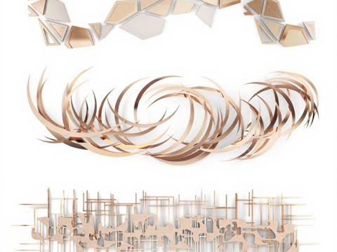 3D金属墙面装饰 抽象艺术雕塑 现代简约家居装饰 高端艺术装置 室内立体挂件免费3d模型