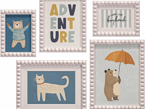  现代儿童房装饰画3d模型 