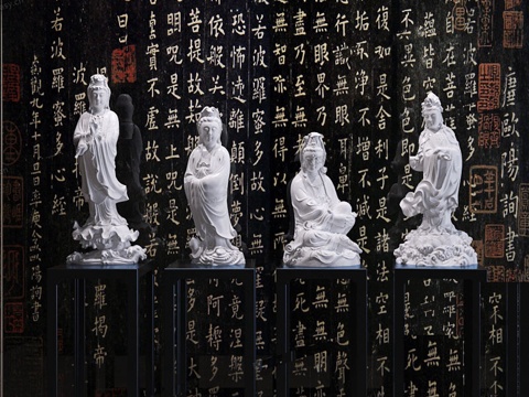  现代中式踏浪观音佛像摆件组合3d模型 
