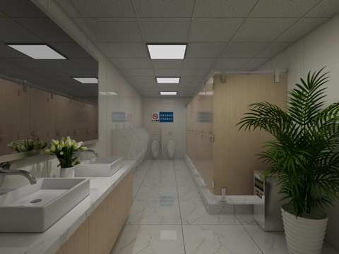  卫生间 矿棉板 洁具 马桶 坐便器 绿植3d模型 