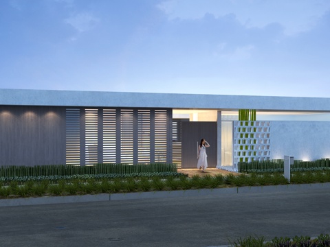  现代别墅外观全模场景3d模型 