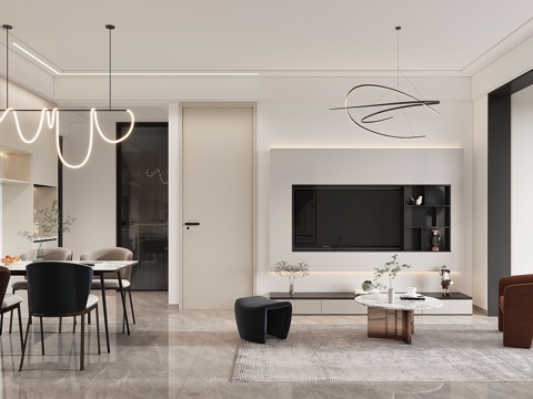  现代客餐厅3d模型 