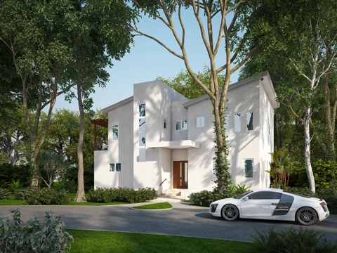  现代别墅外观 3D模型全模场景3d模型 