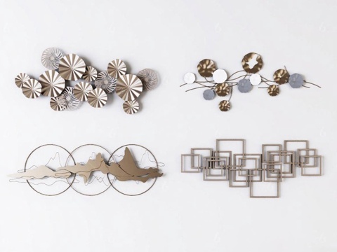 现代金属墙面装饰品 几何造型家居艺术品 简约抽象室内装饰画免费3d模型