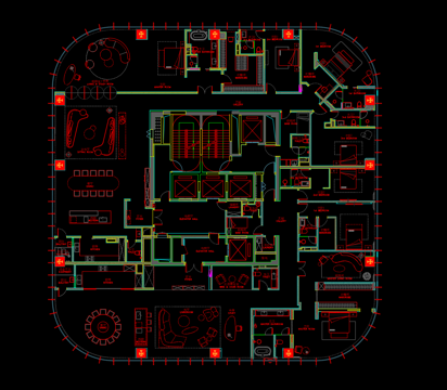 900平大平层平面设计cad施工图