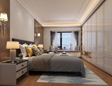  卧室 床 台灯 壁灯3d模型 