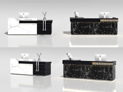 办公前台 简约前台 简约收银台 酒店前台  美容院前台su模型