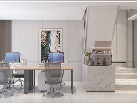  现代办公区3d模型 