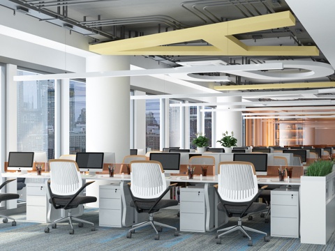  现代办公区3d模型 