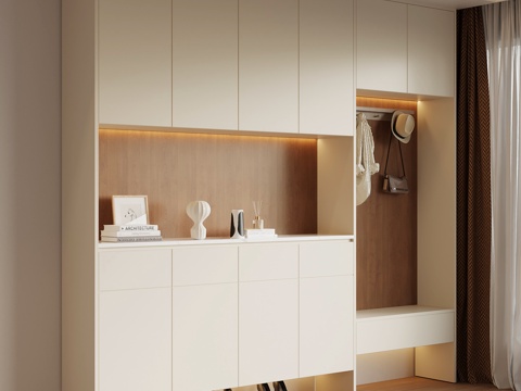 现代中古玄关柜 鞋柜su模型