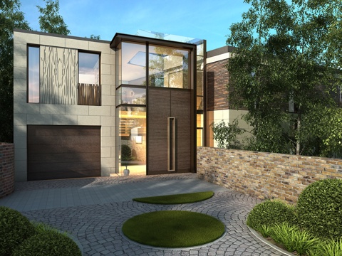  现代别墅外观全模场景3d模型 