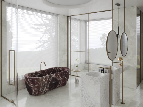  现代卫生间 极简卫生间 安东尼奥路皮卫生间 大理石浴缸 大理3d模型 