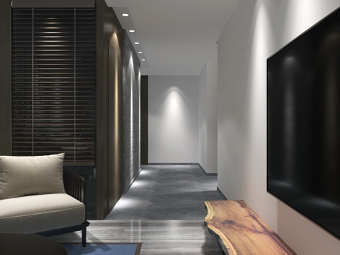  中式 廊道 玄关 百叶帘3d模型 