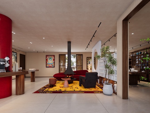  新中式藏式茶室3d模型 