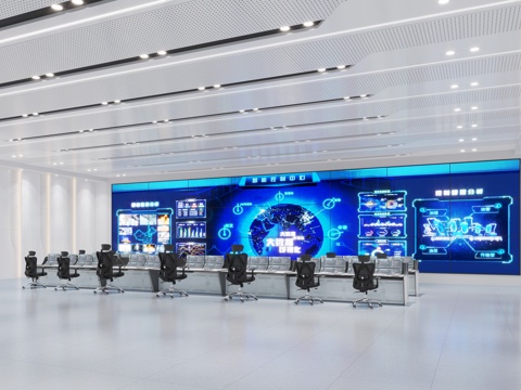  监控室 控制室 指挥室3d模型 