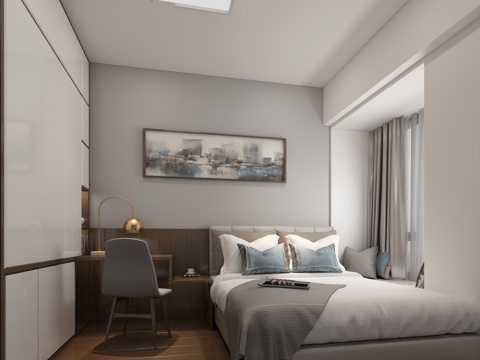  卧室 衣柜 书桌3d模型 