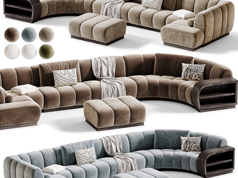  现代Biscuit组合式多人转角模块沙发3d模型 