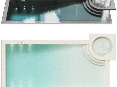  现代露天泳池3d模型 